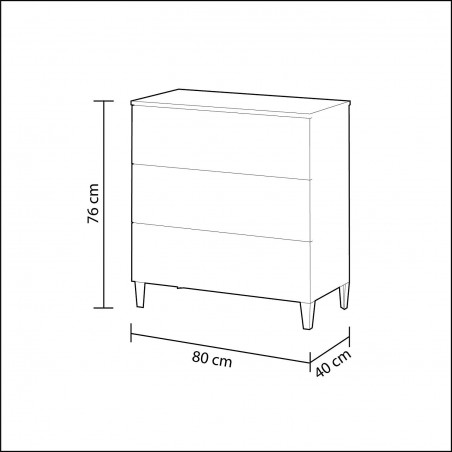 Cómoda de 3 cajones Loft - Muebles nórdicos