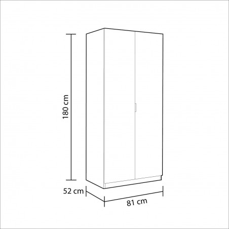 Armario Juvenil 2 Puertas Modelo Low Cost Color Blanco 180x81x52