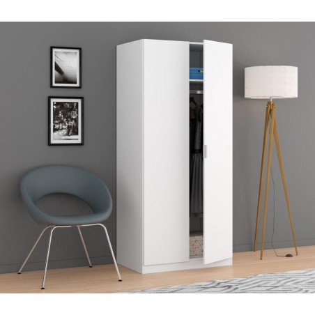 Armario Juvenil 2 Puertas Modelo Low Cost Color Blanco 180x81x52
