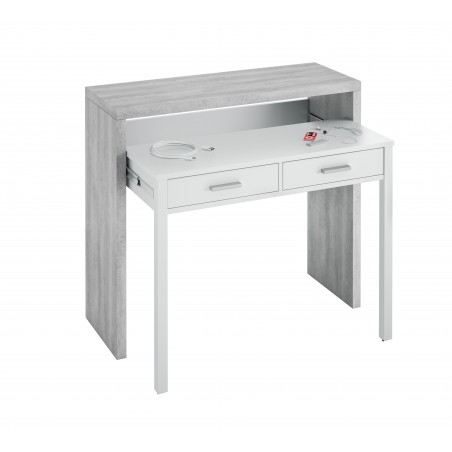 CONSOLA-ESCRITORIO 2 CAJONES BLANCO ARTIK-CEMENTO