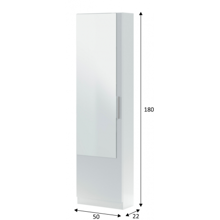 ZAPATERO 1 PUERTA CON ESPEJO BLANCO ARTIK 180X50