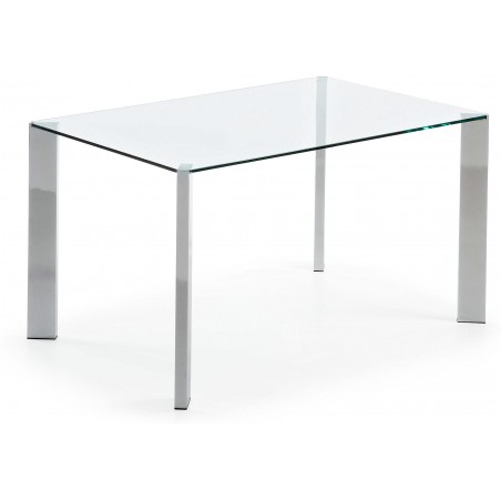 MESA COMEDOR CORNER CRISTAL-ACERO CROMADO VARIAS MEDIDAS