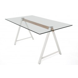 MESA DE COMEDOR ADÁN CRISTAL TEMPLADO-ACERO VARIAS MEDIDAS