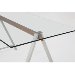 MESA DE COMEDOR ADÁN CRISTAL TEMPLADO-ACERO VARIAS MEDIDAS