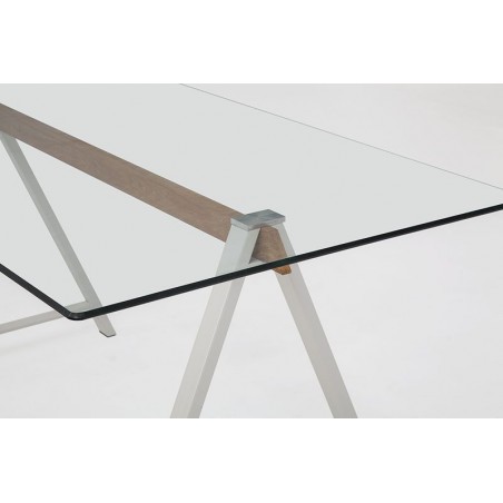 MESA DE COMEDOR ADÁN CRISTAL TEMPLADO-ACERO VARIAS MEDIDAS