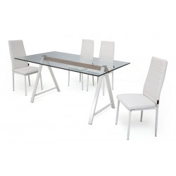 MESA DE COMEDOR ADÁN CRISTAL TEMPLADO-ACERO VARIAS MEDIDAS