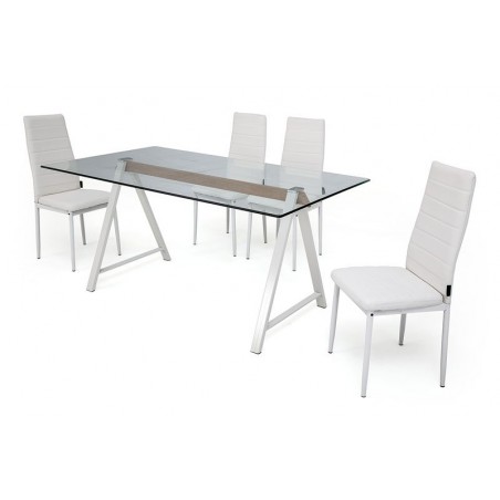 MESA DE COMEDOR ADÁN CRISTAL TEMPLADO-ACERO VARIAS MEDIDAS