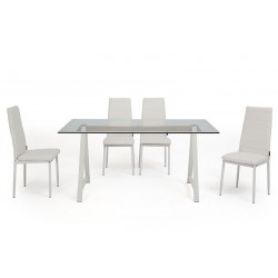 MESA DE COMEDOR ADÁN CRISTAL TEMPLADO-ACERO VARIAS MEDIDAS