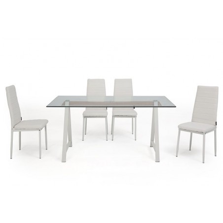 MESA DE COMEDOR ADÁN CRISTAL TEMPLADO-ACERO VARIAS MEDIDAS