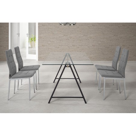 MESA DE COMEDOR ADÁN CRISTAL TEMPLADO-ACERO VARIAS MEDIDAS