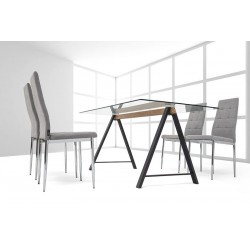 MESA DE COMEDOR ADÁN CRISTAL TEMPLADO-ACERO VARIAS MEDIDAS