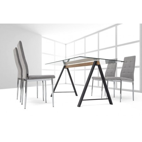 MESA DE COMEDOR ADÁN CRISTAL TEMPLADO-ACERO VARIAS MEDIDAS