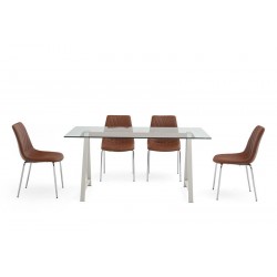 MESA DE COMEDOR ADÁN CRISTAL TEMPLADO-ACERO VARIAS MEDIDAS