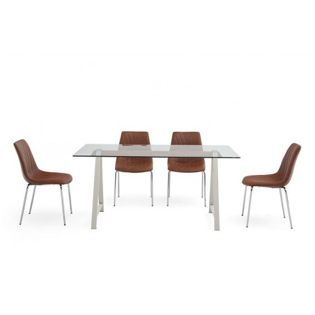 MESA DE COMEDOR ADÁN CRISTAL TEMPLADO-ACERO VARIAS MEDIDAS