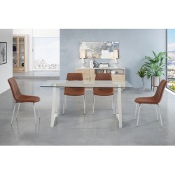 MESA DE COMEDOR ADÁN CRISTAL TEMPLADO-ACERO VARIAS MEDIDAS