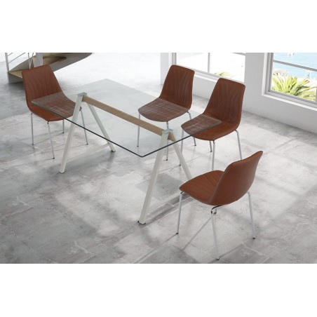 MESA DE COMEDOR ADÁN CRISTAL TEMPLADO-ACERO VARIAS MEDIDAS