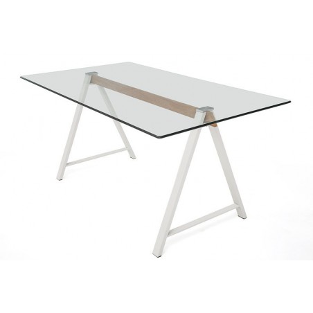 MESA DE COMEDOR ADÁN CRISTAL TEMPLADO-ACERO VARIAS MEDIDAS