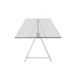 MESA DE COMEDOR ADÁN CRISTAL TEMPLADO-ACERO VARIAS MEDIDAS