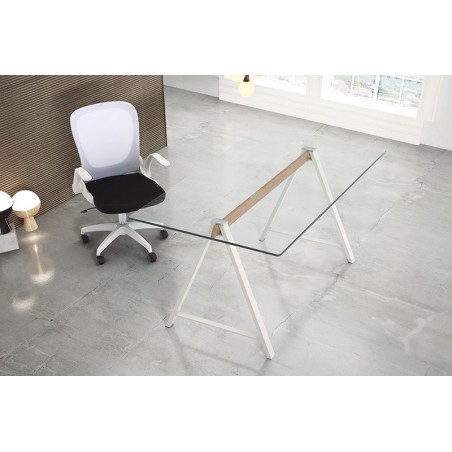 MESA DE COMEDOR ADÁN CRISTAL TEMPLADO-ACERO VARIAS MEDIDAS