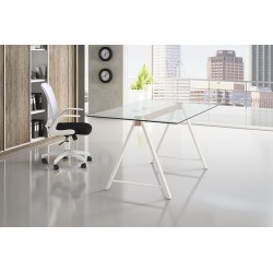 MESA DE COMEDOR ADÁN CRISTAL TEMPLADO-ACERO VARIAS MEDIDAS