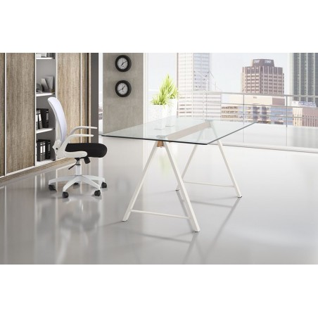 MESA DE COMEDOR ADÁN CRISTAL TEMPLADO-ACERO VARIAS MEDIDAS