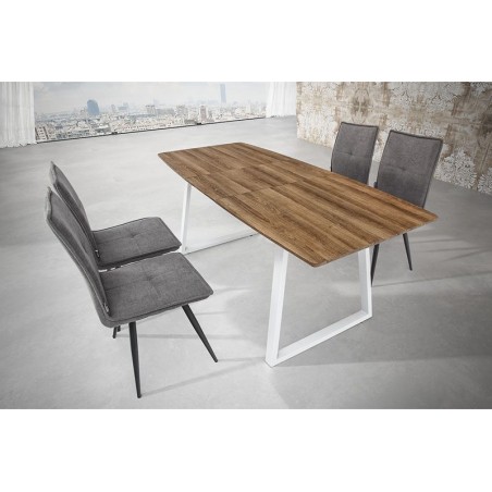 MESA DE COMEDOR EXTENSIBLE POE MDF-ACERO 140(180)X80 VARIOS COLORES