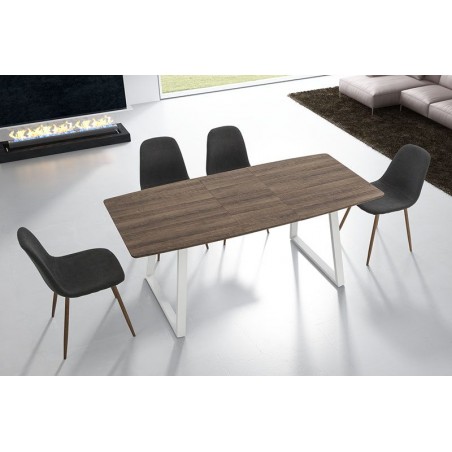 MESA DE COMEDOR EXTENSIBLE POE MDF-ACERO 140(180)X80 VARIOS COLORES