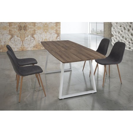 MESA DE COMEDOR EXTENSIBLE POE MDF-ACERO 140(180)X80 VARIOS COLORES