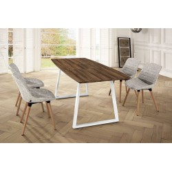 MESA DE COMEDOR EXTENSIBLE POE MDF-ACERO 140(180)X80 VARIOS COLORES