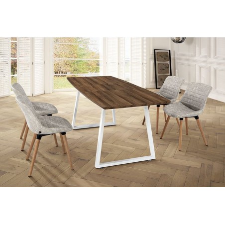 MESA DE COMEDOR EXTENSIBLE POE MDF-ACERO 140(180)X80 VARIOS COLORES