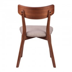 Silla Comedor Tapizada Color Nogal Modelo Nais Tapizado Gris Dark