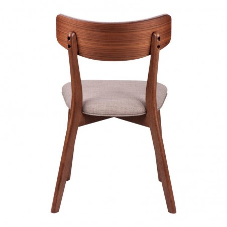 Silla Comedor Tapizada Color Nogal Modelo Nais Tapizado Gris Dark
