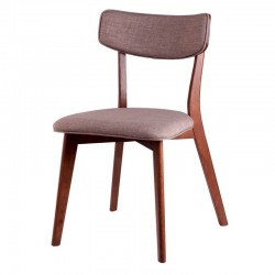 Silla Comedor Tapizada Color Nogal Modelo Nais Tapizado Gris Dark