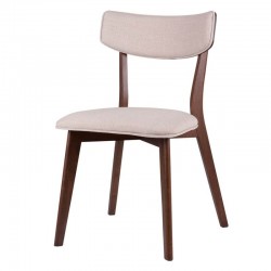 Silla Comedor Tapizada Color Nogal Modelo Nais Tapizado Gris Dark