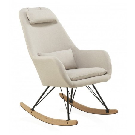 SILLÓN BALANCIN MECEDORA TAPIZADO PATAS METALICAS Y PATIN EN MADERA DE HAYA MODELO NIMBUS