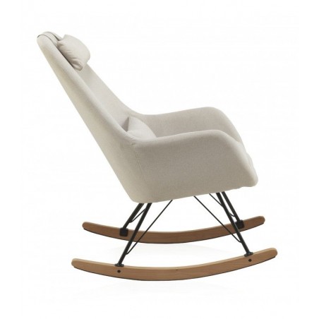 SILLÓN BALANCIN MECEDORA TAPIZADO PATAS METALICAS Y PATIN EN MADERA DE HAYA MODELO NIMBUS