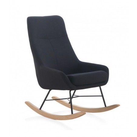 SILLÓN BALANCIN MECEDORA TAPIZADO PATAS METALICAS Y PATIN EN MADERA DE HAYA MODELO STELA