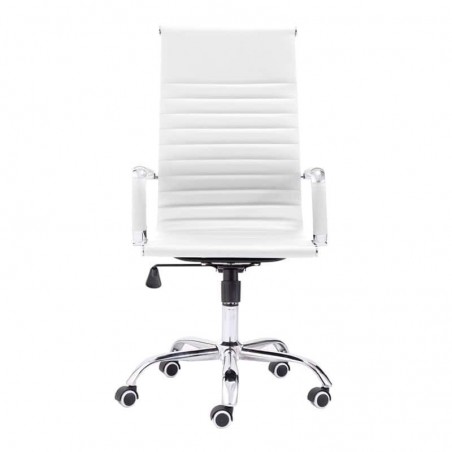 Silla de oficina Diseño Modelo Letter Tapizada Símil Piel Blanco