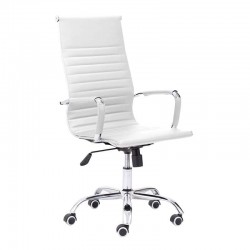 Silla de oficina Diseño Modelo Letter Tapizada Símil Piel Blanco