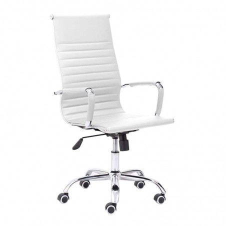 Silla de oficina Diseño Modelo Letter Tapizada Símil Piel Blanco