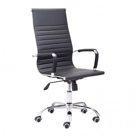 Silla de oficina Diseño Modelo Letter Tapizada Símil Piel Negro