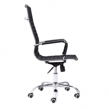 Silla de oficina Diseño Modelo Letter Tapizada Símil Piel Negro