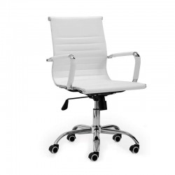 Silla de oficina Diseño Modelo Lucy Tapizada Símil Piel Blanco