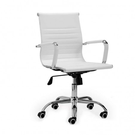 Silla de oficina Diseño Modelo Lucy Tapizada Símil Piel Blanco