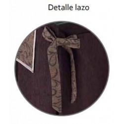 Pack Mesa Camilla Completa Modelo Roc de 110x70 o 120x70 color marrón con tapete largo estampado con bies y lazos decorativos