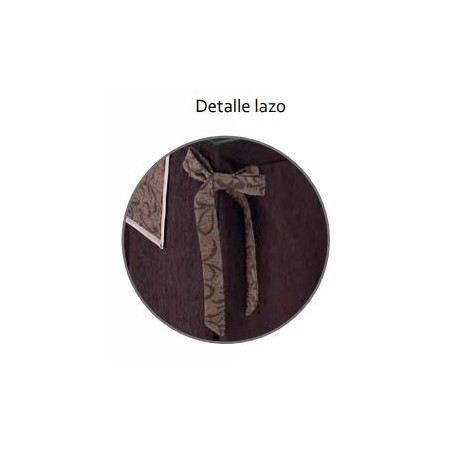 Pack Mesa Camilla Completa Modelo Roc de 110x70 o 120x70 color marrón con tapete largo estampado con bies y lazos decorativos