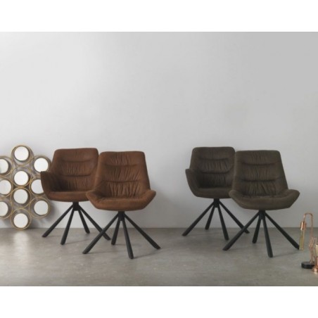 SILLÓN GIRATORIO TAPIZADO MODELO MAURO PATAS METALICAS TERCIOPELO AZUL