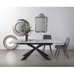 SILLÓN GIRATORIO TAPIZADO MODELO MAURO PATAS METALICAS TERCIOPELO AZUL