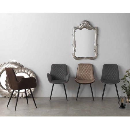 SILLÓN GIRATORIO TAPIZADO MODELO MAURO PATAS METALICAS TERCIOPELO AZUL