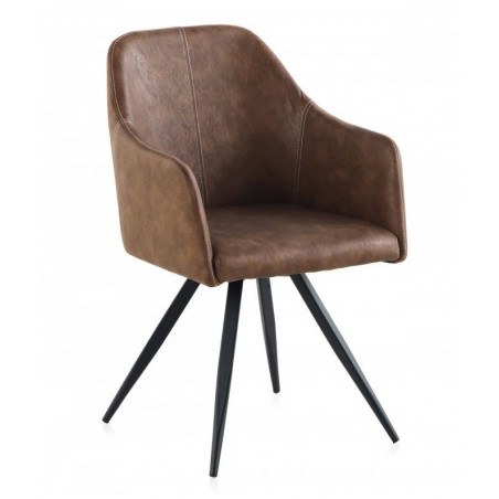 SILLÓN GIRATORIO TAPIZADO MODELO MAURO PATAS METALICAS TERCIOPELO AZUL
